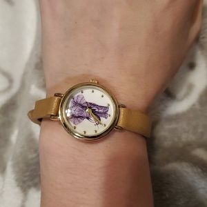 Stylish Purple Elephant Watch with Tan Band New Without Tags